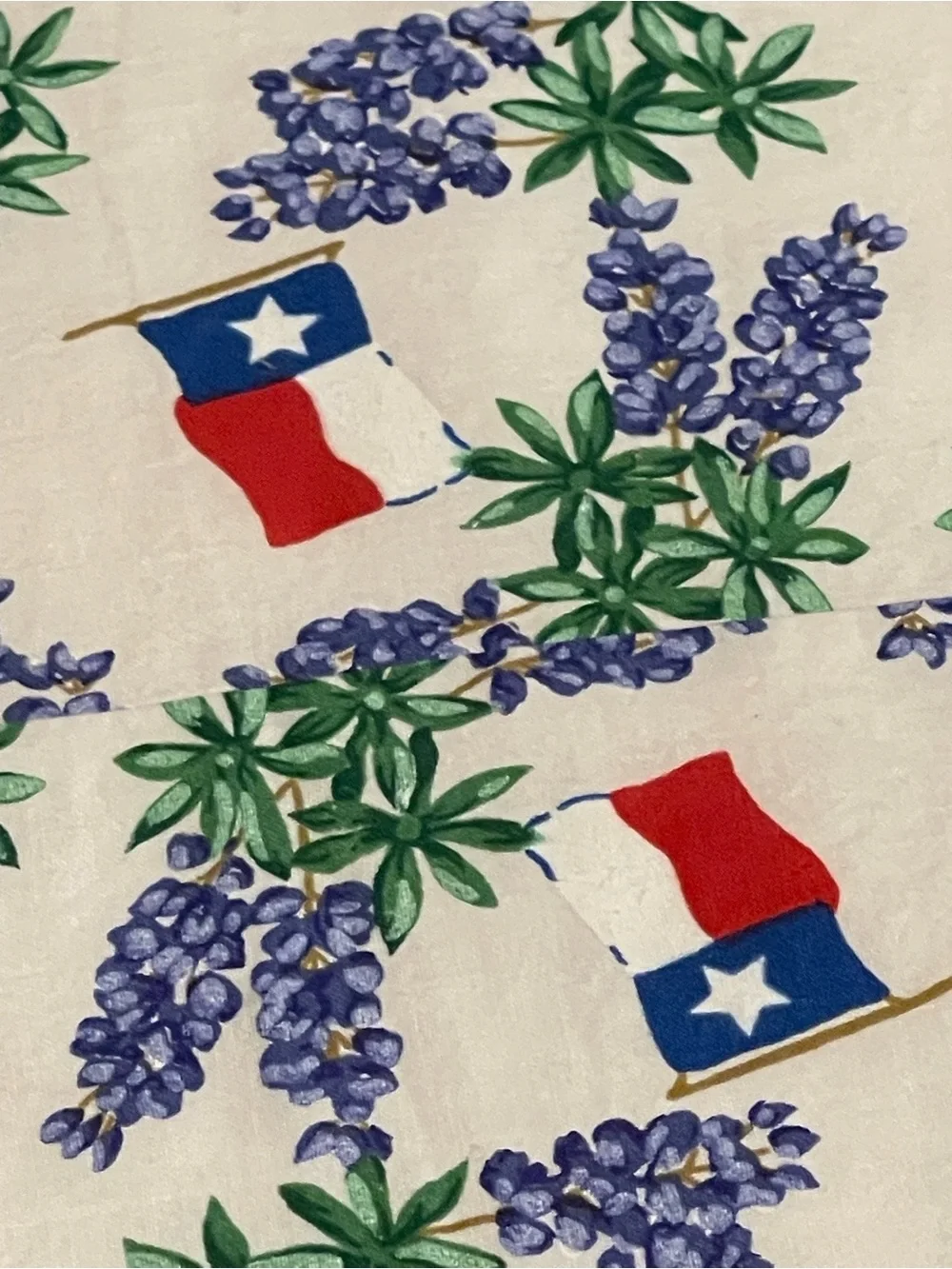 Texas Tablecloth with Texas State Flag and Texas Bluebonnets
